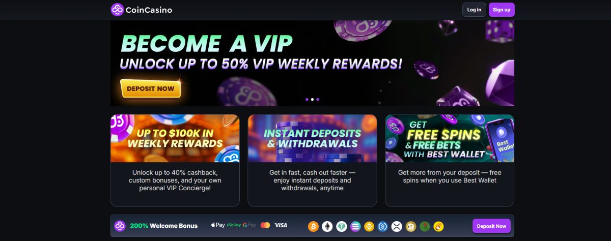 Gokken zonder registratie Landingspagina Coincasino